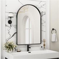 $87  Bathroom Mirror  24x36 Inch Arch  Black Frame