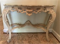 Fancy Carved Marble Top Entry Table