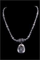 Sterling Silver Signed Bead Necklace