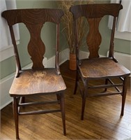 2 - Oak Antique Dining Chairs