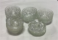 Glass tea saucer w/ small bowls  (approx 24)