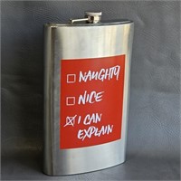 64 oz Liquor Flask -Humorous Xmas Design