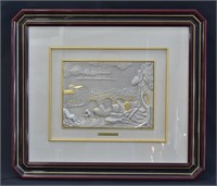 Sterling Silver Etched Picture With Gold Wash