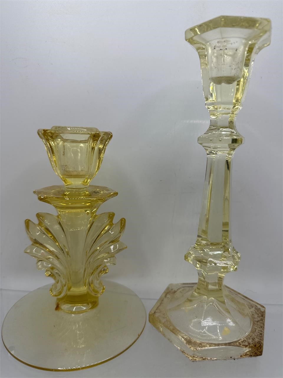 Vintage yellow candlesticks holders