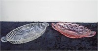 Two 8"L Glass Nut Dishes