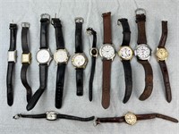 Lot of 12 Leather Band Watches