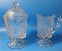 "Canadian" Large Covered Sugar & Creamer, c.1870s