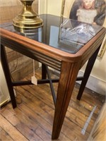 Mahogany Glass Top End Table