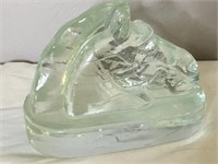 Vintage Solid Glass Horse Head Book End 7" Long