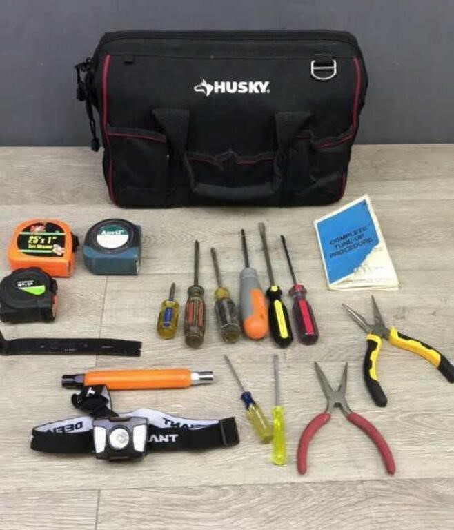 Husky Hardside Tool Bag W/ Assorted Tools & Head