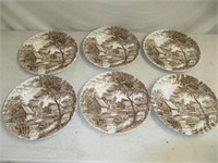 6 "WATERMILL" PLATES