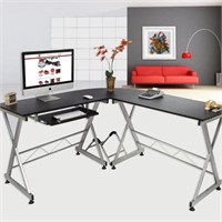 W7074 Modern L-Shaped Desk Black