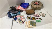 Vintage Boy scout badges, wallet,  scarves/