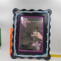 Wooden Mirror with Butterfly Appliques