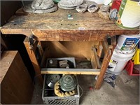 Wood Vise Work Table, 3' x 18" x 32"T