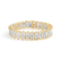 10K Yellow Gold Diamond Oval Link Bracelet