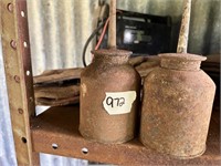 2 cute vintage oil cans