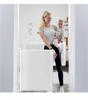 New white retractable baby gate for doorway