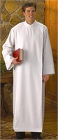 White Polyester Front Wrap Clergy Alb (Medium)