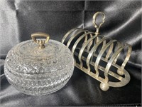 Fostoria Covered Candy Dish & Toast Caddy