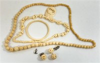 LOVELY COLLECTION OF CARVED BONE JEWELRY