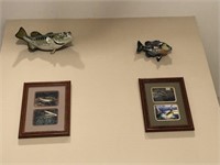 4pcs framed prints and faux fish