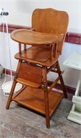 OLD WOODEN HIGH CHAIR W/ POTTY SEAT