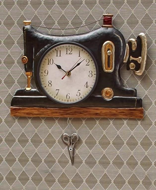Retro Sewing Machine Pendulum Wall Clock