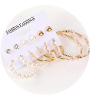 (new)32 Pairs Pearl Hoop Earrings for Women White