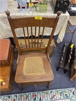 Antique Oak Wicker Seat Chair