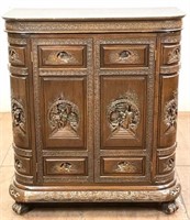 Vintage George Zee Chinese Wood Serving Cabinet