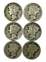 Six Mercury Dimes 15 Grams of Silver Selling less