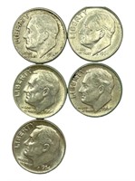 Five Roosevelt Dimes 15 Grams of Silver selling le