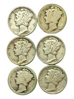 Six Mercury Dimes 15 Grams of Silver Selling less