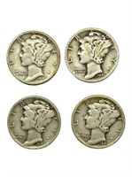 Four Mercury Dimes 10 Grams of Silver Selling less