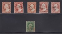 US Stamps Small Group of Imperforate Classics, 5 x