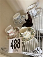 (4) Cups & Saucers with Stand (K)