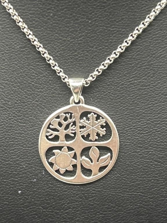 James Avery 925 Silver 4 Seasons Pendant on 22in