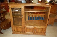 Oak Entertainment Center on Wheels