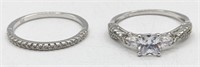 Ladies Sterling Silver White Sapphire Wedding Set