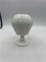 WESTMORELAND Milk Glass Ball Vase With Grape
