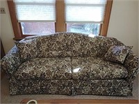 Floral Couch with Throw Pillows