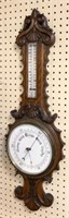 Antique Carved Barometer / Thermometer.