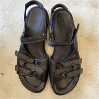 Black Ecco Sandals w/Velcro closures. Looks New
