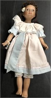 20" PORCELAIN AFRICAN AMERICAN DOLL W/ PINK AND B