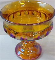 Iridescent Gold Carnival Glass Wedding Bowl w/ Box