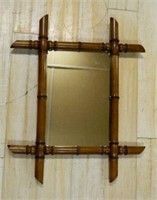 Victorian Walnut Faux Bamboo Framed Wall Mirror.
