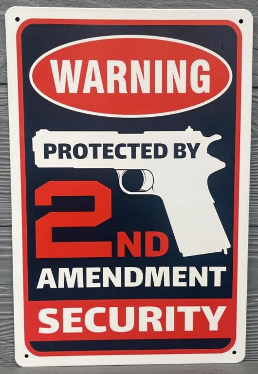 Protected By 2nd Amendment Metal Sign