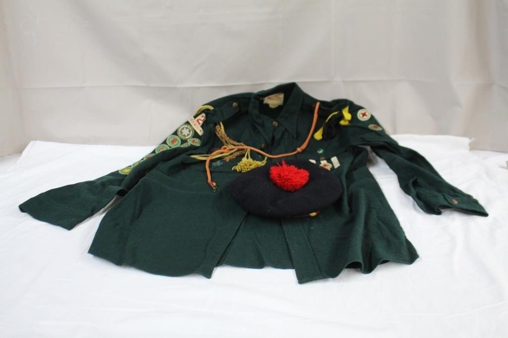 Vintage boy scout shirt and vintage scottish hat