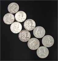 Mixed Date Franklin Silver Half Dollars